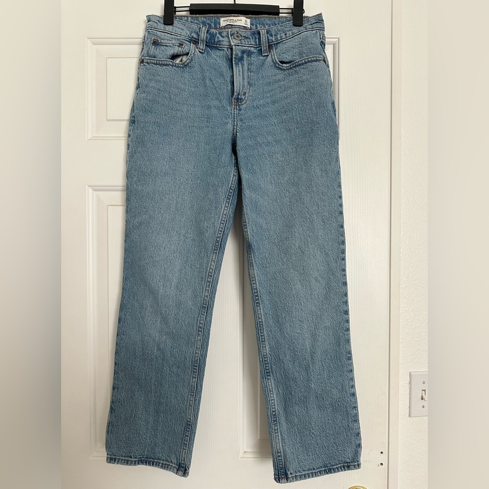 Abercrombie & Fitch Mid-Rise Light Blue Straight Leg Jeans